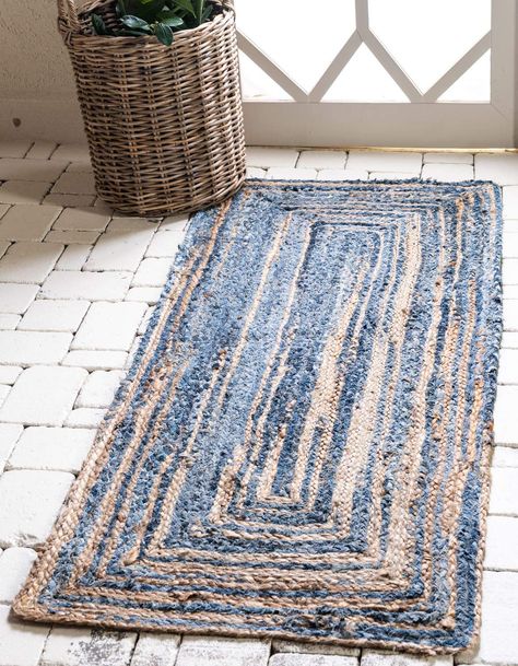 PRICES MAY VARY. Pile: Jute/ Cotton - Backing: Cotton and Jute - Weave: Hand Braided - Made In: India Size in FT: 2' 6 x 6' 0 - Size in CM: 75 x 185 - Pile Height and Thickness: 0.38" - Colors: Blue, Natural, Navy Blue Easy-to-clean, stain resistant, and does not shed - underlay (rug pad) recommended to prevent slipping and sliding Easy to clean, just follow these instructions: As long as it's a short-pile, indoor rug, we recommend spot cleaning with resolve, and regular vacuuming is recommended Braided Rag Rugs, Mandala Rug, Jute Round Rug, Jute Rug Runner, Jute Carpet, Meditation Mat, Natural Jute Rug, Colorful Area Rug, Braided Jute Rug