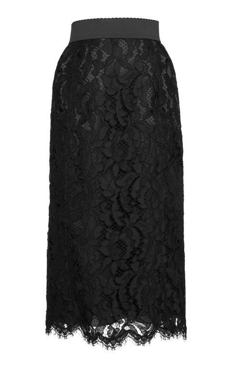 DOLCE & GABBANA LACE MIDI SKIRT. #dolcegabbana #cloth # Black Lace Skirts, Dolce And Gabbana Fashion, Black Lace Skirt, Lace Midi Skirt, Embellished Sandals, Slogan Tee, Guipure Lace, Dolce E Gabbana, Lovely Clothes