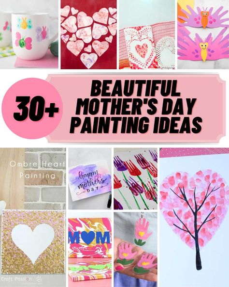 Here are some beautiful painting ideas for Mother's Day, ranging from abstracts to charming florals. Make something special for mom's special day! Mother’s Day Paintings Kids, Mother's Day Painting Ideas, Mothers Day Painting Ideas, Beautiful Painting Ideas, Heart Art Painting, Day Painting Ideas, Ideas For Mother's Day, Arts And Crafts For Adults, Day Painting