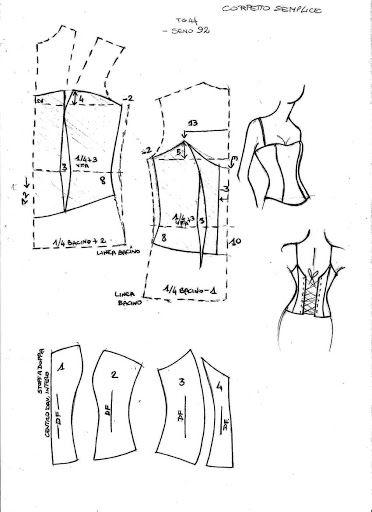 Pola Korset, Sewing Coat, Clothing Pattern Design, Bra Sewing Pattern, Vest Sewing Pattern, Dress Patterns Diy, Sewing Collars, Corset Sewing Pattern, Diy Sewing Gifts