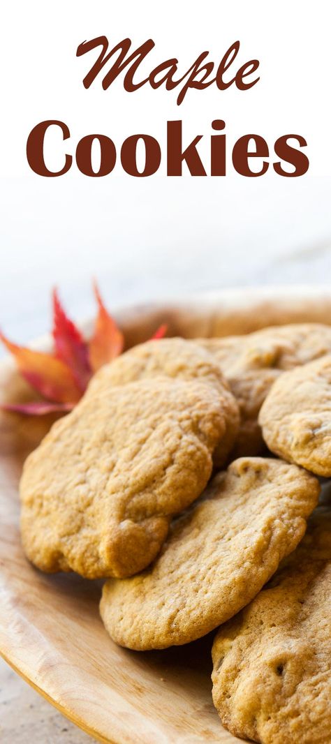 Maple Cookies ~ Soft and chewy cookies with maple syrup and walnuts! ~ SimplyRecipes.com Cookies With Maple Syrup, Maple Cookies Recipe, Maple Syrup Cookies, Cookies Soft And Chewy, Dessert Pies, Maple Cookies, Maple Recipes, Maple Syrup Recipes, Cookies Soft