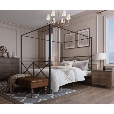 Canopy Bed Small Room, Black Metal Canopy Bed, Canopy Bed Black, King Size Bed Master Bedrooms, King Size Canopy Bed, Black Canopy Bed, Modern Canopy Bed, Iron Canopy Bed, Queen Canopy Bed