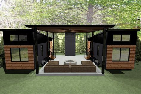 Pelan Lantai Rumah, Tiny House Village, Tiny House Community, Container Buildings, Tiny House Inspiration, Building A Container Home, Seni Dan Kraf, Container House Plans, Modern Tiny House