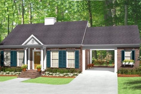 BuilderHousePlans.com Plan 406-9619 One Bedroom House Plans, Small Cottage House Plans, One Bedroom House, Southern Style House Plans, Southern House Plan, Dream Country, 1 Bedroom House, Small Cottage Homes, Cottage Floor Plans