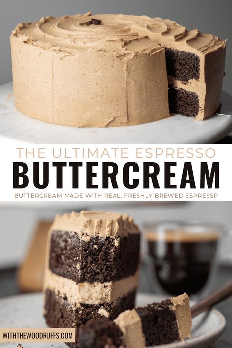 Thick, creamy buttercream made with freshly brewed espresso. Click here for the full recipe! Expresso Powder Recipes, Recipes With Espresso Powder, Espresso Frosting Recipe, Espresso Powder Recipes, Espresso Buttercream Frosting, Espresso Buttercream, Buttercream Recipes, Instant Espresso, Winter Cakes