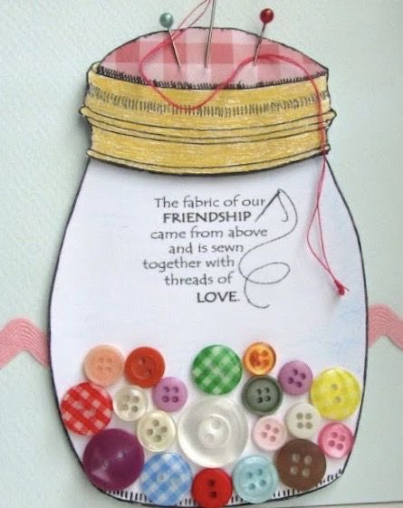 Button Cards Ideas, Button Quotes, Button Jar, Mason Jar Cards, Sewing Cards, Fabric Cards, Clear Nail, Cards Making, Card Making Crafts