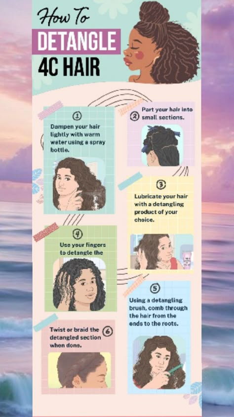 This is an easy to follow routine to detangle 4c hair. making it nice and soft for easy styling. Afro Hair Outfits, Hair Journey Tips, Hair Growth Methods, Black Hair Makeup, 4c Hair Care, Natural Hair Care Routine, Natural Hair Routine, Hair Mistakes, Hair Growing Tips