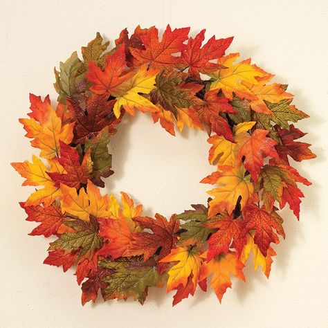 One Holiday Lane 24 Inch Gold Glitter Maple Leaf Wreath Traditional Fall Decor, Maple Leaf Wreath, Fall Leaf Wreaths, Colorful Wreath, Foliage Wreath, Thanksgiving Wreath, Deco Nature, Elegant Country, Harvest Thanksgiving