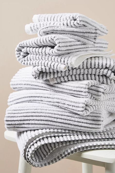 Kassatex Sullivan Towel Collection | Anthropologie Turkish Bath Towels Display, Bath Towels Bed Bath & Beyond, Grey And White Bath Towels, Crate And Barrel Bath Towels, Towels On Bed Guest Rooms, Towels Next To Vanity, Spa Inspired Bathroom Towels, Bath Towels Display Target, Nuetral Bath Towels