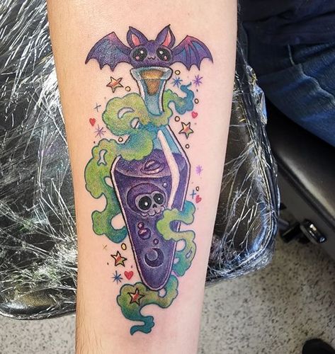 Tattoo Aesthetics, Lower Arm Tattoos, Gothic Tattoos, Halloween Flash, Hippie Tattoo, Ink Therapy, Bottle Tattoo, Unicorn Tattoos, Tattoo Board