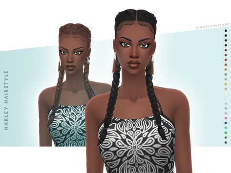 The Sims Resource - Harley Hairstyle Sims 4 Hairstyles, 4 Hairstyles, Audrey Kitching, Sims 4 Piercings, Sims 4 Cc Kids Clothing, Dutch Braid Hairstyles, Dutch Braids, Braided Hairstyle, Sims Hair