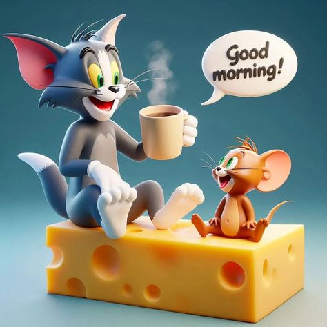 Good morning , tom and jerry Jerry Wallpaper, Day And Night Quotes, Pride Apparel, Tom Et Jerry, Disney Toms, Disney Wallpapers, Snoopy Pictures, Good Morning Photos, Full Sleeve Tattoos