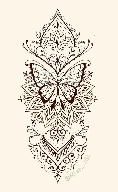 Wolf Mandala Tattoo Design, Tattoo Chest Piece Female, Diamond Mandala Tattoo, Arm Tattoo Stencils For Women, Mandala Butterfly Tattoo Design, Ornamental Tattoo Design Leg, Geometric Tattoo Design Pattern Mandalas, Dream Catcher Arm Tattoo, Butterfly Ornamental Tattoo