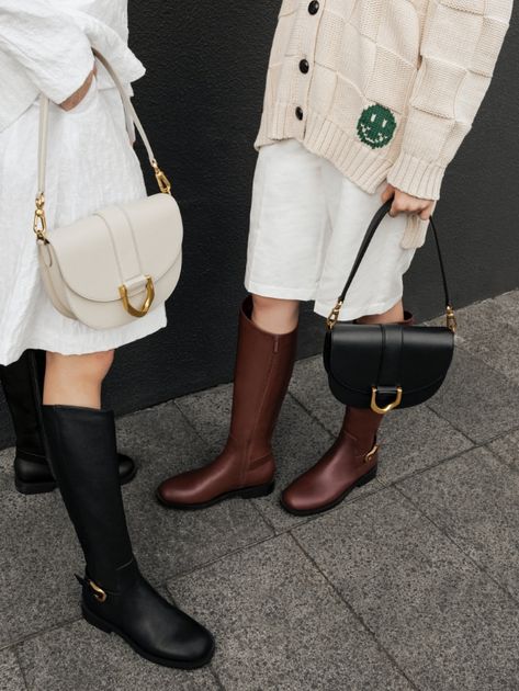 Charles And Keith Shoes, Charles And Keith Bags, Charles And Keith, Street Style Bags, Leather Footwear, Bags And Shoes, Leather Saddle Bags, Fancy Bags, Charles Keith