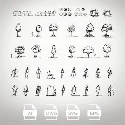 [Freebie Friday] All hand-sketched entourage with human figures and vegetation packs is also available for FREE in vector formats for Adobe… Human Sketch, Urban Design Graphics, Human Figure Sketches, Sketching Tips, Architecture Portfolio Design, Pencil Drawing Tutorials, Architecture Presentation Board, Nature Art Drawings, Drawing Tutorial Face