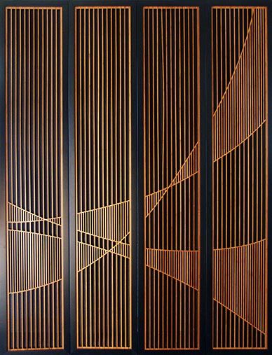 Nice pattern for a screen Cnc Screen Designs, Lattice Design Pattern, Wood Screen Design, Modern Cnc Pattern, Laser Cut Brass, Laser Gate Design Modern, Laser Cut Cabinet Doors, Wood Art Work, Modern Jali Design