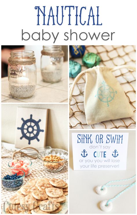 DIY Nautical Baby Shower Ahoy Its A Boy Baby Shower Ideas, Nautical Food, Nautical Baby Shower Boy, Diy Nautical, Ahoy Its A Boy, Baby Shower Table Decorations, Snickerdoodle Cookies, Free Baby Shower, Nautical Party