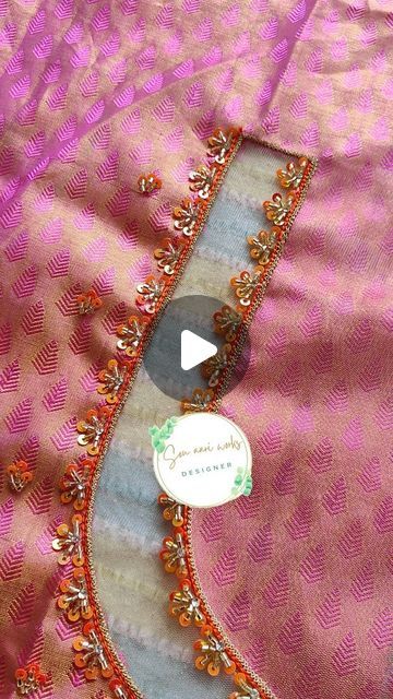 Chamki Work Designs Aari Blouse, Aari Blouse Hand Design, Net Work Aari Blouse Designs, Chamki Work Designs Aari, Chamki Work Designs, Net Aari Work Blouse, Chamki Work, Aari Embroidery Design, Bead Work Blouse