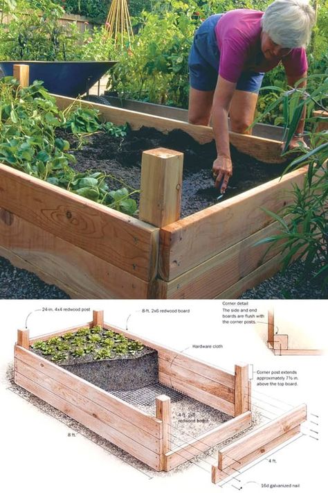 28 Best DIY raised bed gardens, easy to build using inexpensive simple materials. Great tutorials on how to build productive raised beds to grow vegetables and flowers. Plus many ideas on heights and design variations! - A Piece of Rainbow #backyard #gardens #gardening #gardeningtips #urbangardening #gardendesign #gardenideas #containergardening #DIY #homestead #homesteading #gardeningtips #upcycle #upcycling #woodworkingprojects #woodworkingplans Raised Bed Garden Ideas, Bed Garden Ideas, Raised Garden Beds Diy Vegetables, Vegetable Garden Layout, Garden Bed Layout, Jardim Diy, Building Raised Garden Beds, Raised Bed Garden, Raised Flower Beds