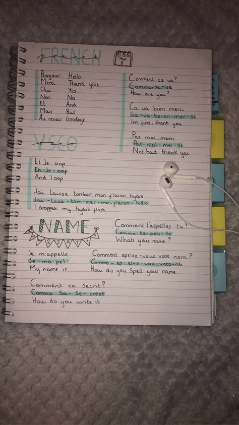 Revision Notes French, Language Learning French Notes Aesthetic Ideas, French Journal Ideas, French Notebook Aesthetic, French Revision Notes Gcse, How To Revise French, Language Journal Aesthetic French, Aesthetic Notes French, Language Notes Aesthetic French