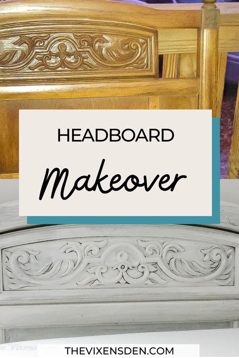 Refinish Headboard Ideas, Wood Headboard Makeover Paint, Green Painted Headboard, Paint Headboard Ideas, Chalk Paint Headboard Ideas, Painting Headboard Ideas, Wood Headboard Makeover, Headboard Painting Ideas, Metal And Wood Headboard