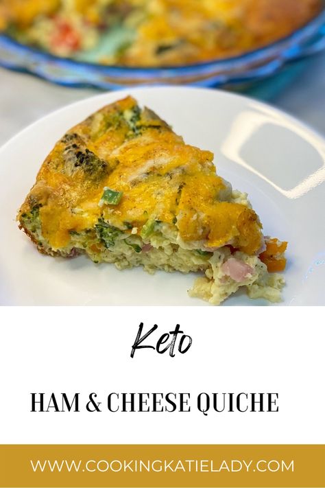 Keto ham & cheese quiche Ham And Cheese Quiche, Delicious Low Carb Recipes, Crispy Cheese, Cheese Quiche, Egg Bites, Turkey Sausage, Egg Dish, Low Carb Yum, Ham And Cheese