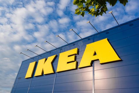 IKEA sign against blue sky. IKEA building with logo against blue sky , #Ad, #blue, #sign, #IKEA, #logo, #building #ad Ikea Building, Ikea Logo, Hemnes Bookcase, Lack Coffee Table, Logo Building, Ikea Canada, Canada Summer, Ikea Website, Living On The Road