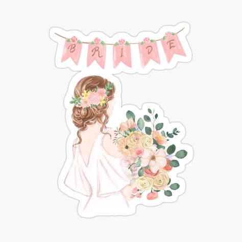 Get my art printed on awesome products. Support me at Redbubble #RBandME: https://www.redbubble.com/i/sticker/Beautiful-Bride-by-Emilyprintart/146677607.EJUG5?asc=u Bride Stickers, Wedding Illustration Card, Bee Painting, Wedding Illustration, Single Life, Wedding Stickers, Bride To Be, Cute Illustration, Beautiful Bride