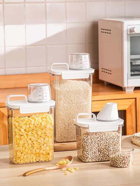 Airbnb Kitchen, Flour Storage, Pet Food Storage Container, Rice Storage, Cereal Storage, Cereal Containers, Cereal Dispenser, Kitchen Storage Boxes, Dry Food Storage