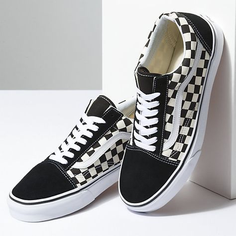 Check Vans, Vans Old Skool Checkerboard, Van Shoes, Vans Vintage, Vans Shoes Women, Cute Vans, Tenis Vans, Old Skool Black, Vans Checkerboard