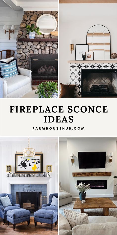 FIREPLACE SCONCE Lights On Fireplace Wall, Candle Wall Sconces Next To Tv, Wall Lights Living Room Fireplace, Sconces Next To Tv Above Fireplace, Light Sconces Living Room Fireplaces, Lamps For Fireplace Mantle, Lighting For Fireplace, Sconces For Fireplace, Scones Over Fireplace