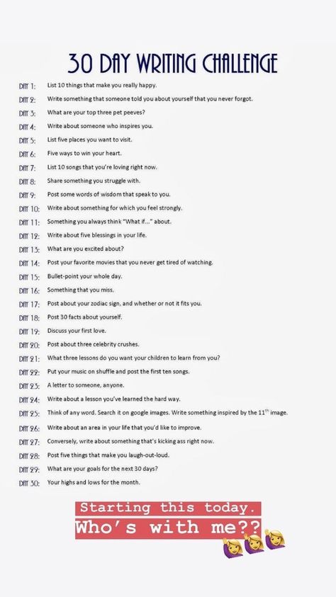 One Sentence A Day Challenge, Daily Writing Prompts Challenges, Monthly Journal Ideas Writing Prompts, 30 Day Writing Prompts, Writing Promt Ideas Journal Prompts, Beginner Writing Activities, Topics To Journal About, Creative Writing For Beginners, Things To Journal About Ideas