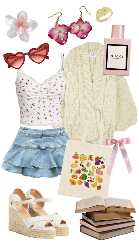 cute summer floral outfit #aesthetic #ootd #outfit #inspo #summer #fashion #floral #pink #beach Ditsy Floral Outfit Aesthetic, Floral Aesthetic Outfit, Floral Outfit Aesthetic, Flower Skirt Outfit, Floral Outfit Summer, College Girl Outfits, Outfits Floral, Aesthetic Ootd, Outfit Inspo Summer