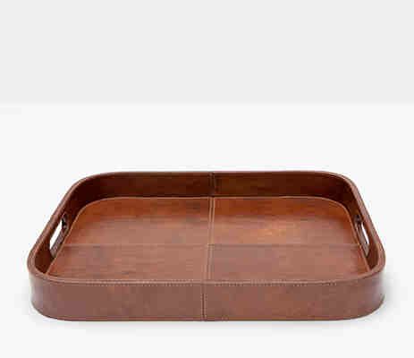 Bristol Tobacco Leather Tray Rectangular With Rounded Edges Leather Tray, Leather Coasters, Serving Drinks, Leather Bar, Glass Tray, Rustic Lodge, Serving Trays, Color Help, Bar Accessories