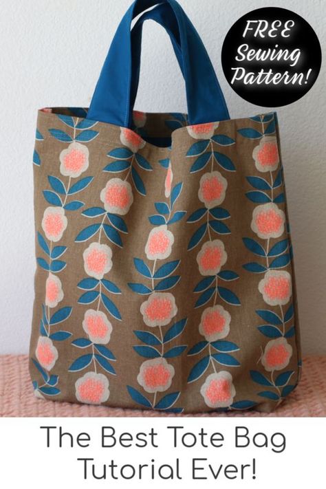 Sew A Tote Bag, Easy Tote Bag, Tote Bag Sewing, Tote Bag Pattern Free, Pola Manik, Sac Diy, Tote Bag Tutorial, Diy Sac, Best Tote Bags