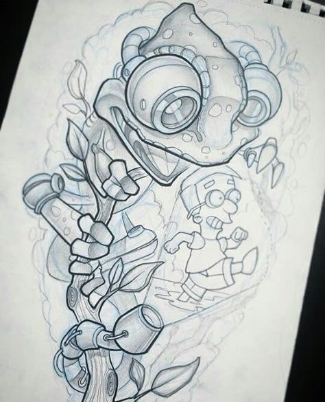 new school New School Tattoo Designs Drawings, New School Tattoo Designs Sketches, New School Drawing, New School Art, New School Tattoo Designs, School Sketch, Tattoo Dragon, Omerta Tattoo, Tattoo Outline Drawing