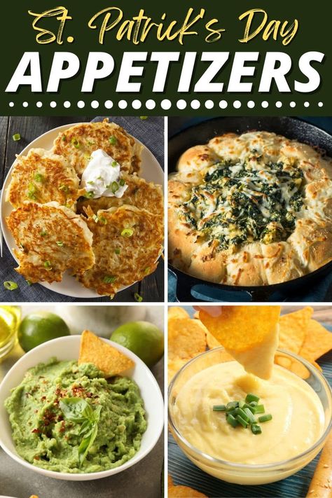 These St. Patrick's Day appetizers are perfect for any celebration! From beer cheese dip to Irish nachos to Reuben egg rolls, these bites bring the luck of the Irish. Irish Dip Recipes, St Patricks Day Party Apps, Irish Dips, Irish Themed Appetizers, St Patricks Day Appetizer Recipes Easy, Irish Food Appetizers, St Patricks Appetizer Recipes, St Patty's Day Appetizers, St Pattys Appetizers