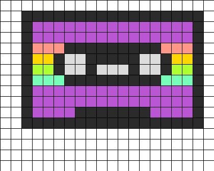 Cassette Tape Purple Perler Bead Pattern | Bead Sprites | Misc Fuse Bead Patterns Cassette Tape Perler Beads, Cassette Tape Pixel Art, 80s Perler Bead Patterns, Tape B Perler, Perler Bead Record, Vintage Pixel Art, Purple Perler Bead Patterns, Pixel Art Purple, Cool Perler Bead Ideas