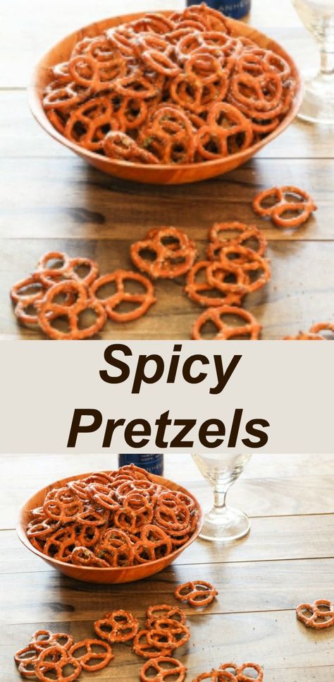 Spicey Pretzels No Bake, Ranch Spicy Pretzels, Hot Spicy Pretzels Recipe, Spiced Pretzels Ranch, Spicy Ranch Pretzels Hidden Valley, Spicy Seasoned Pretzels, Carolina Spiced Pretzels, Cajun Pretzels Recipes, Hot Pretzel Recipe