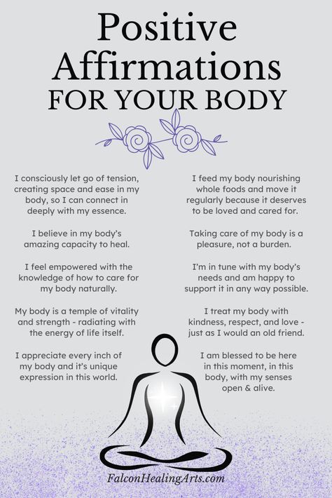 Embrace body acceptance as you use these positive affirmations. Repeat the ones that resonate when doing a mindfulness meditation or journaling session. 💖 Learn how to boost self-love, improve overall well-being, and celebrate your unique body journey by reading the attached blog post. Ready for a total shift? Contact me if you need more support! I'd love to work with you online or in-person in a Holistic Healing Session! 🌟 Healthy And Fit Body Affirmation, Affirmation For Positive Body Image, Self Love Meditation Script, Posture Affirmations, Body Affirmations Positive, Unique Affirmations, How To Self Love, Body Affirmations, Positivity Affirmations