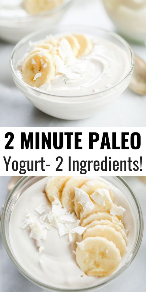 2 minute dairy free yogurt recipe. Healthy cashew yogurt ready in just minutes! This creamy paleo yogurt is perfect served for breakfast with fruit. Made with just three ingredients! #paleo #yogurt #healthybreakfast #recipes #cooking #mealprep Paleo Yogurt, Breakfast With Fruit, Dairy Free Yogurt Recipe, Yogurt Recipes Healthy, Cashew Yogurt, Yogurt Recipe, Dairy Free Yogurt, Yogurt Bowl, Paleo Treats