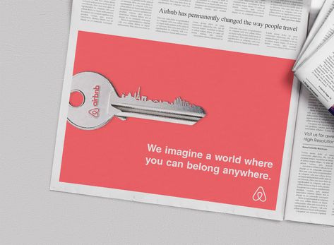 Airbnb Creative Ads, Newspaper Creative Ads, Airbnb Advertising Ideas, Airbnb Advertising, Vibrant Minimalism, Airbnb Branding, Apartment Advertising, Advertisement Layout, Social Media Images Design