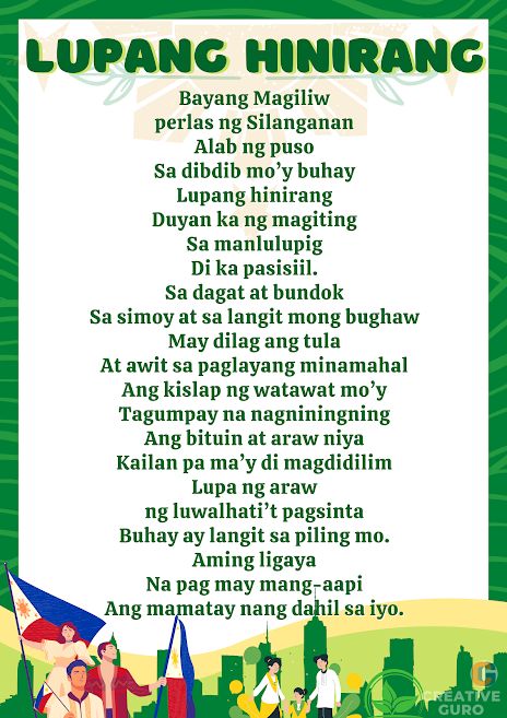 Lupang Hinirang Poster, Lupang Hinirang Lyrics, Lupang Hinirang, Grade 5, Grade 1, Zen, Songs, Signs, Quick Saves