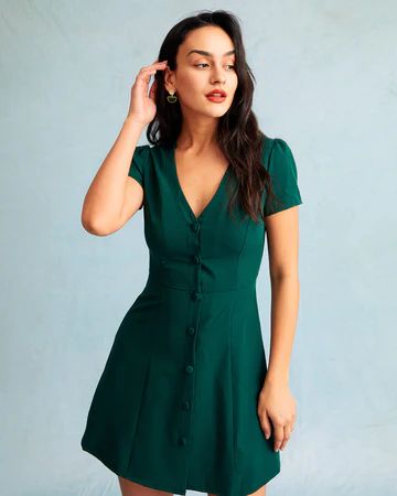 Button Up Mini Dress, Shirt Mini Dress, Black And Pink Dress, Dark Green Dress, Pink Dresses, Short Sleeve Mini Dress, Short Jeans, Mini Shirt Dress, Button Design