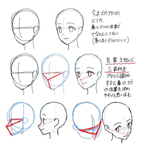 Triangle Face, Manga Tutorial, 얼굴 드로잉, Anatomy Tutorial, Anime Tutorial, Drawing Heads, Body Drawing Tutorial, 얼굴 그리기, Manga Drawing Tutorials