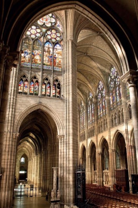 Cathedral Basilica of Saint Denis, Paris Basilica Of Saint Denis, Basilica Of St Denis, Cathedral Basilica, Cathedral Architecture, Architectural Styles, Saint Denis, Architecture Fashion, Old World, Popcorn