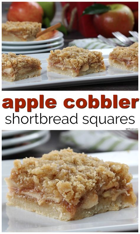 The perfect apple dessert to take to your next potluck this fall! Honeycrisp Apple Desserts, Apple Desserts For Thanksgiving, Thanksgiving Potluck Desserts, Fall Potluck Ideas, Dessert Potluck, Apple Shortbread, Potluck Recipes Dessert, Shortbread Squares, Apple Desert