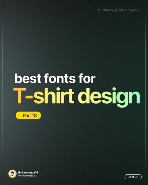 For those of us who aren’t designers or typography experts, picking the right font for your custom t-shirt can be a very overwhelming task. To help make your font decisions easier, I've put together a list of our 6 favorite t-shirt fonts. Each of these fonts can be found in the blog post on our website www.tutorialsbynitin.com I also have created example design templates using each font. #ui #ux #uidesign #uxdesign #tshirtdesign Best Fonts For T Shirts, T Shirt Typography, T Shirt Fonts, Shirt Typography, Typography Fonts, Cool Fonts, Ux Design, Design Templates, Ui Design