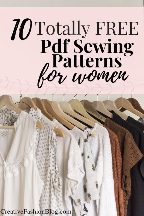 Ten of the best free sewing patterns for women. Each pdf pattern comes with an instant download file to make your own tops, dresses, skirts, tunic, and more. These sewing patterns are perfect for the beginner as well as more experienced sewist. #sew #pdf #pdfpatterns Syprosjekter For Nybegynnere, Sewing Patterns Free Women, Projek Menjahit, Free Pdf Sewing Patterns, Sewing Machine Projects, Sewing Alterations, Sewing Projects Clothes, Spring Clean, Diy Vetement