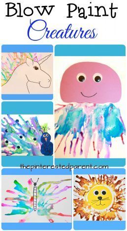 Blow paint creatures with printables - this is such a fun way for the kids to paint. Make a jellyfish, unicorn, lion, butterfly or a peacock. Arts & crafts for kids and preschoolers. #watercolors #watercolorsforkids #kidsactivities #artforkids Blow Painting Art, Blow Paint, Arts And Crafts For Teens, Peacock Painting, Harry Potter Crafts, Camping Art, Paint Art, Preschool Art, Animal Crafts